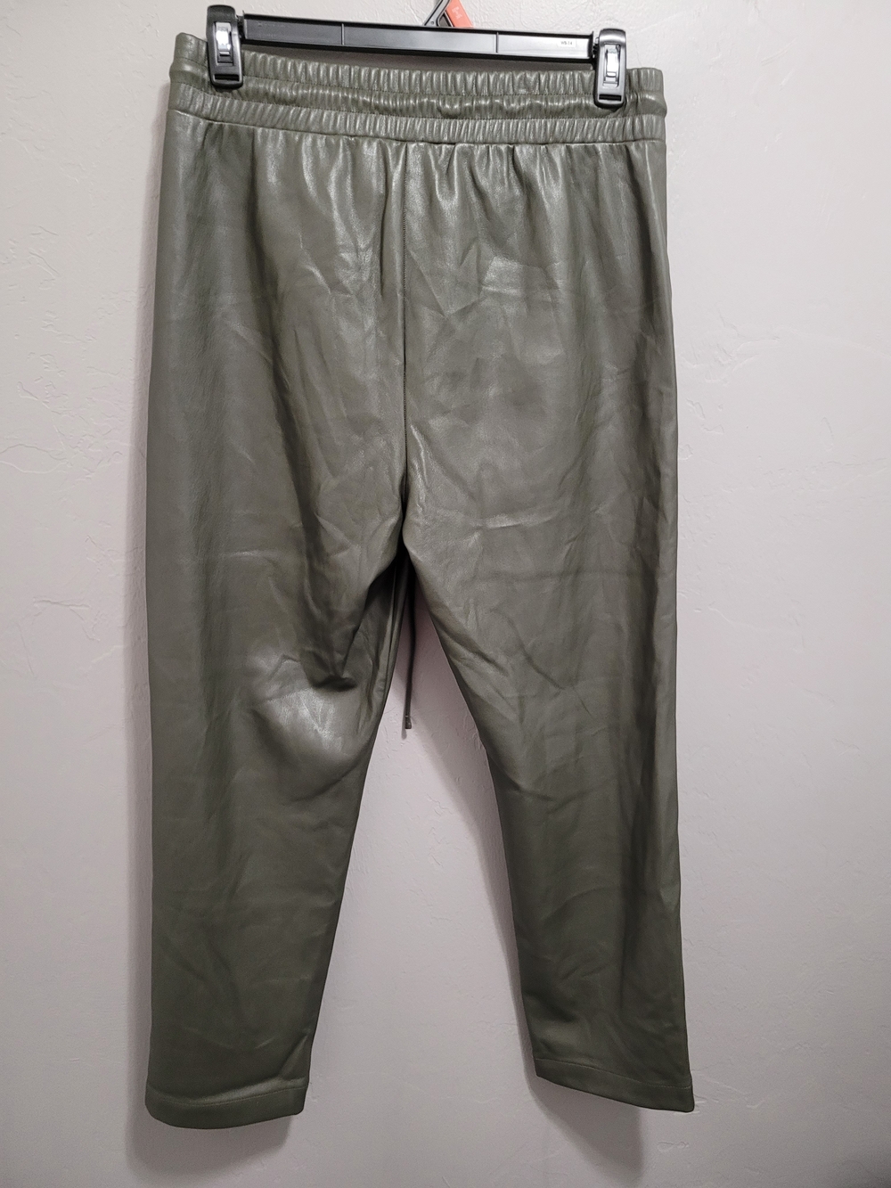 LOFT Olive Green Faux Leather Pull-on Barrel Jogger Pants - Picture 2 of 8